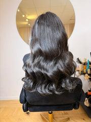 Client wearing Body Wave 10A Virgin Hair, back view