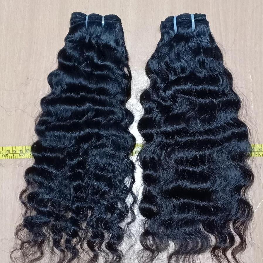 Raw South Indian loose, tight or kinky curly hand-tied wefts, another angle