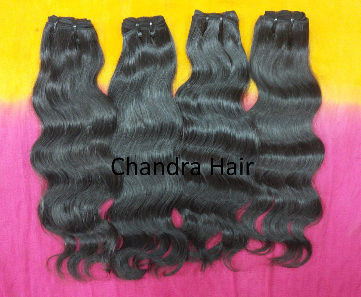 Wholesale package of 60 raw South Indian natural wavy bundles, another angle