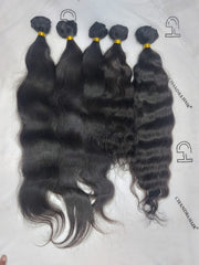 HAND TIED WEFT Natural Wavy South Indian Raw Hair