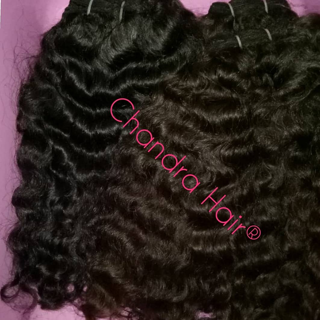 Kinky curly single-donor South Indian hair hand-tied wefts, Chandra Hair product photo