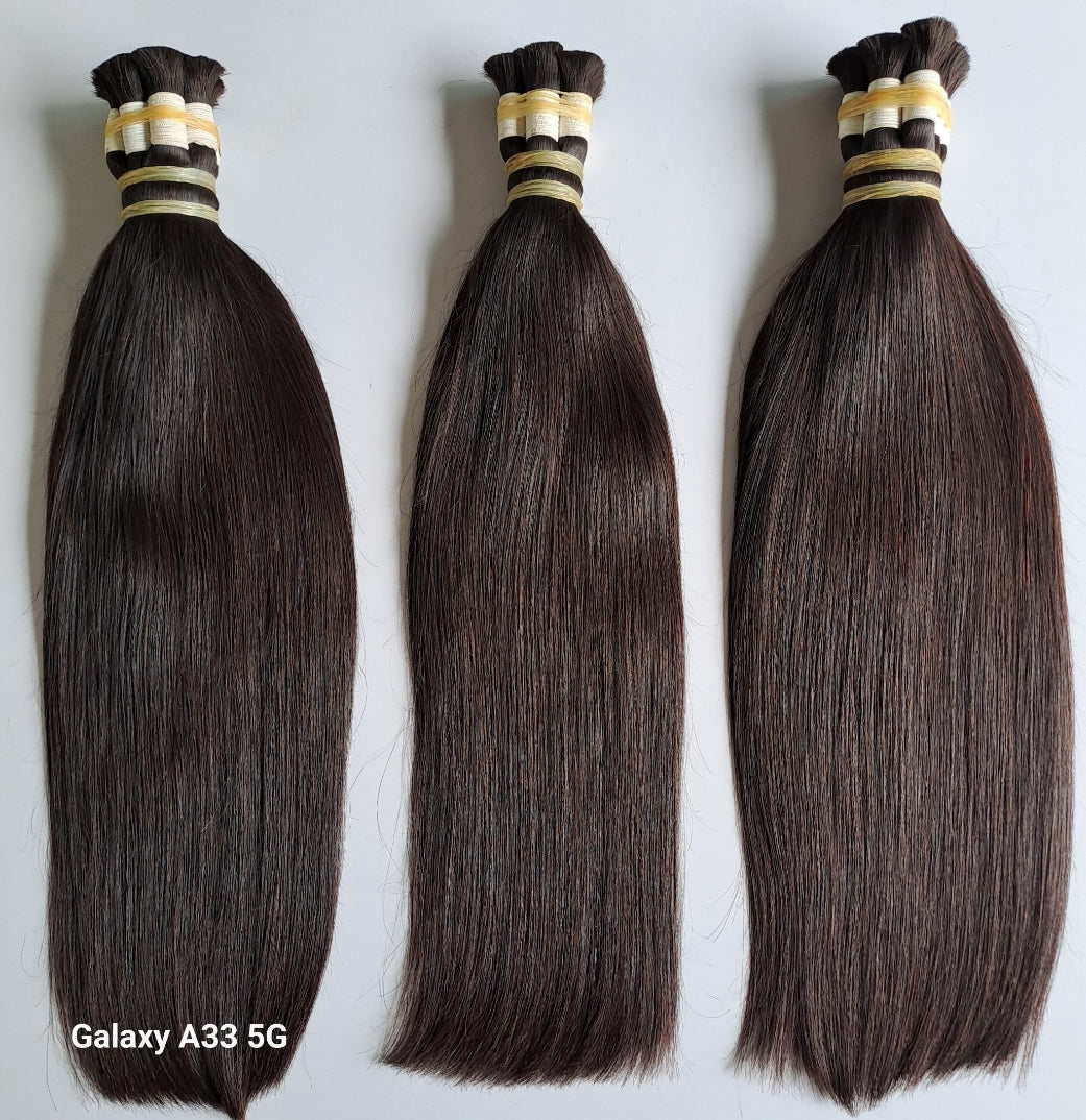 Double drawn bone straight North Indian raw bulk hair
