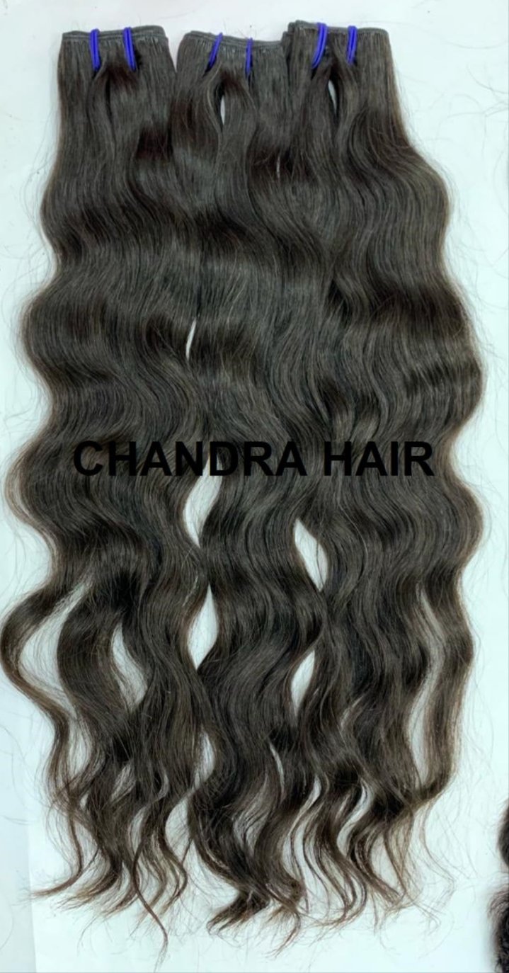 Premium raw North Indian natural wavy weft bundles, sold by the bundle