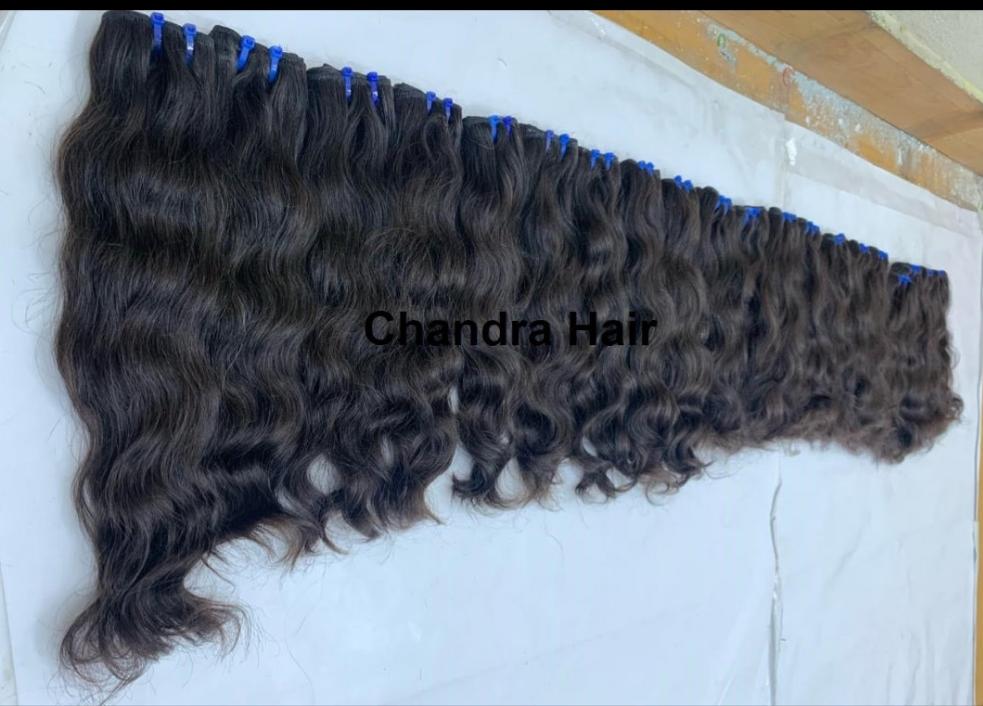 Natural wavy premium raw North Indian hair wefts, Chandra Hair product photo