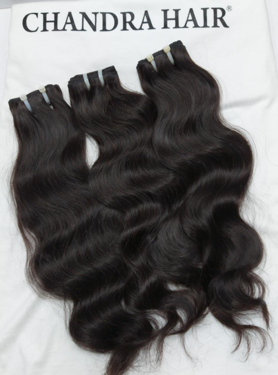 Natural wavy unprocessed North Indian hair hand-tied weft set, Chandra Hair product photo