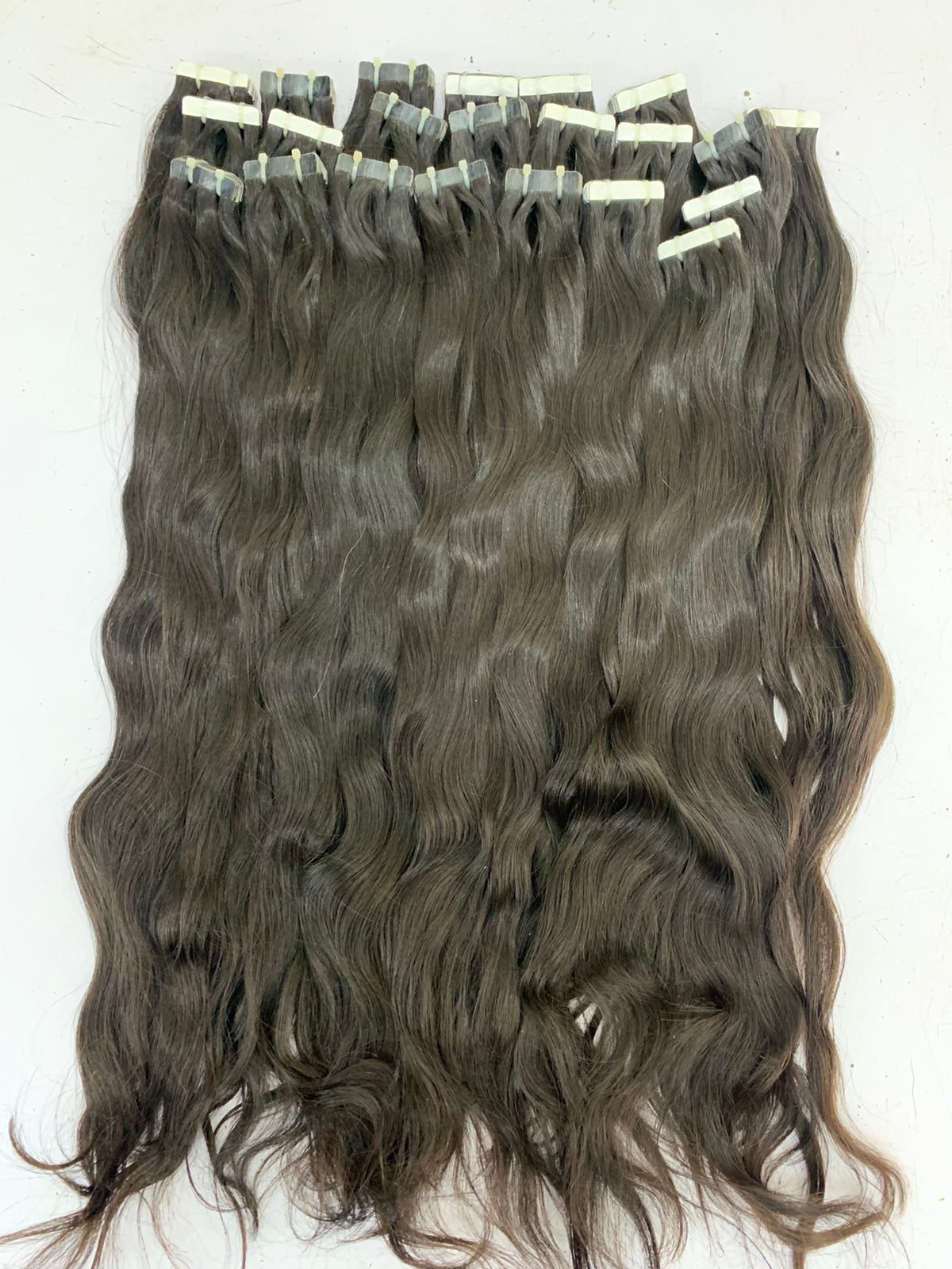 Raw South Indian natural wave tape-in extensions, USA stock