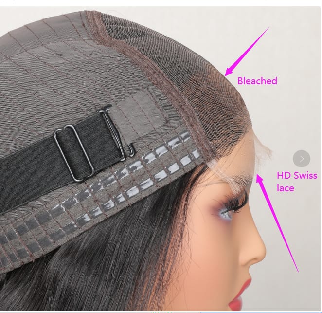 Inside cap and lace construction, 5x5 regular lace glueless wig in 9A virgin hair, view 5