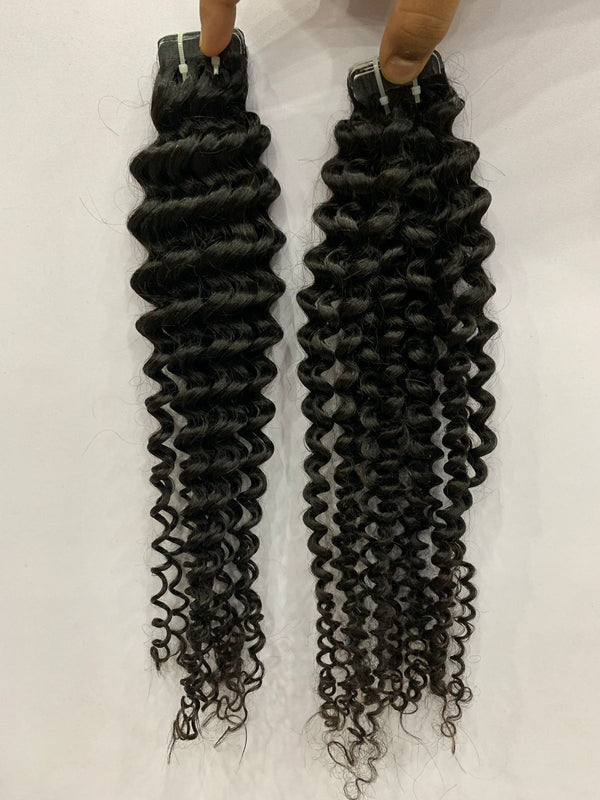 North Indian Hair Deep Curly Tape Hair Extensions  (USA STOCK)