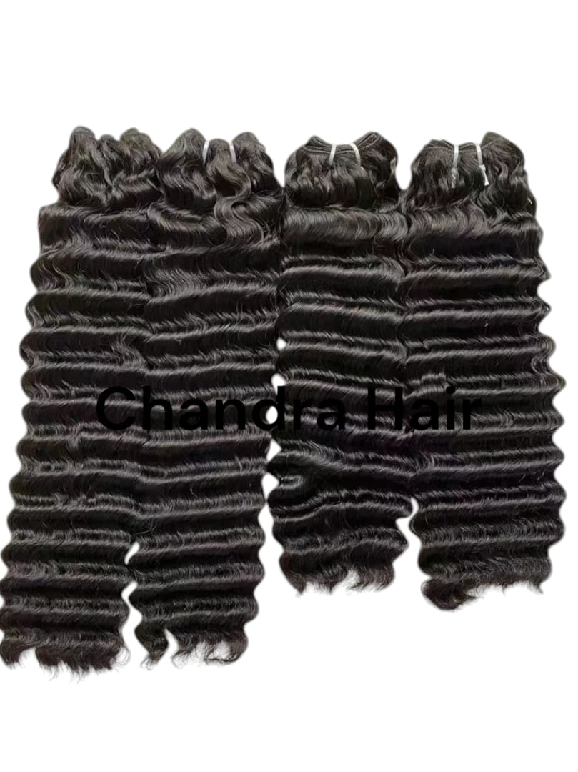 Deep wave 10A+ virgin hair weft bundles