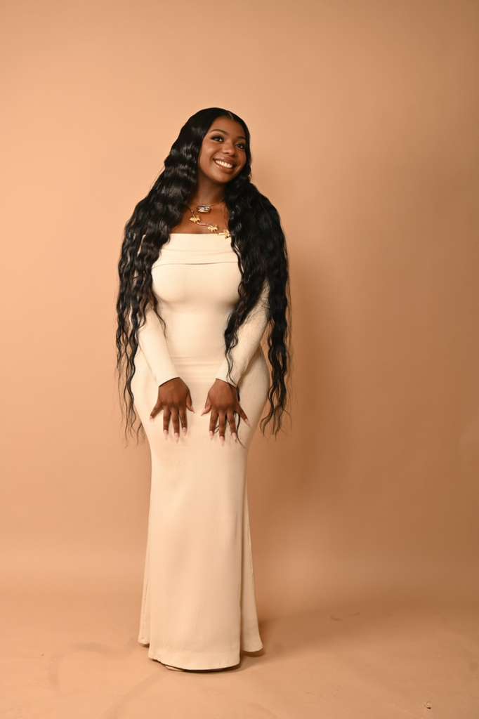 Long loose curly South Indian raw hair, full-length look