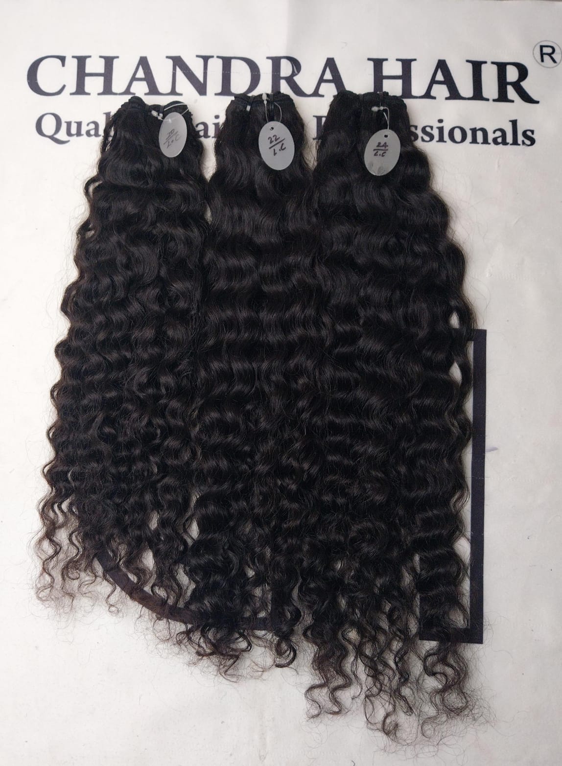 Three South Indian raw loose curly hair bundles, Chandra Hair