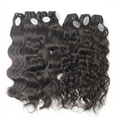 South Indian raw natural wavy and natural curly hair bundles on a clean white background, Chandra Hair