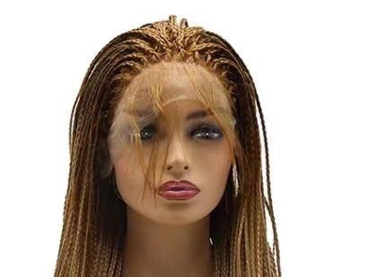 Peluca trenzada frontal de encaje sintético de alta calidad, color ombré de 13 x 3,5