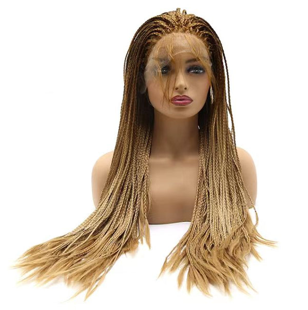 Peluca trenzada frontal de encaje sintético de alta calidad, color ombré de 13 x 3,5