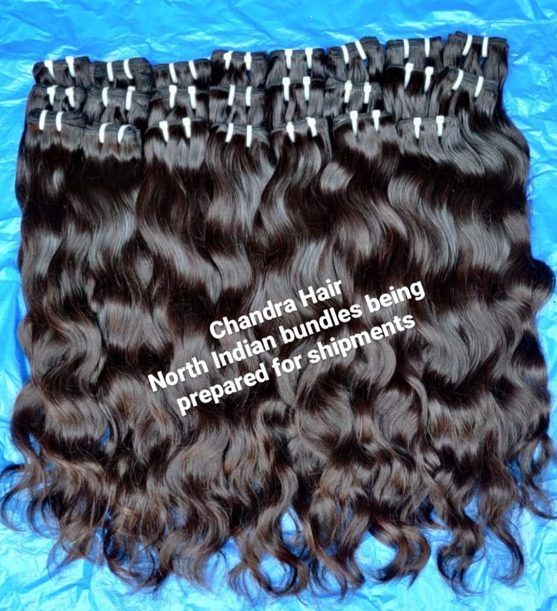 Raw North Indian natural wavy hand-tied wefts, product view