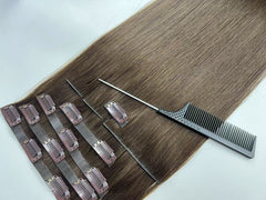 10A Indian Hair Double Drawn Straight INJECTED PU CLIP HAIR EXTENSIONS