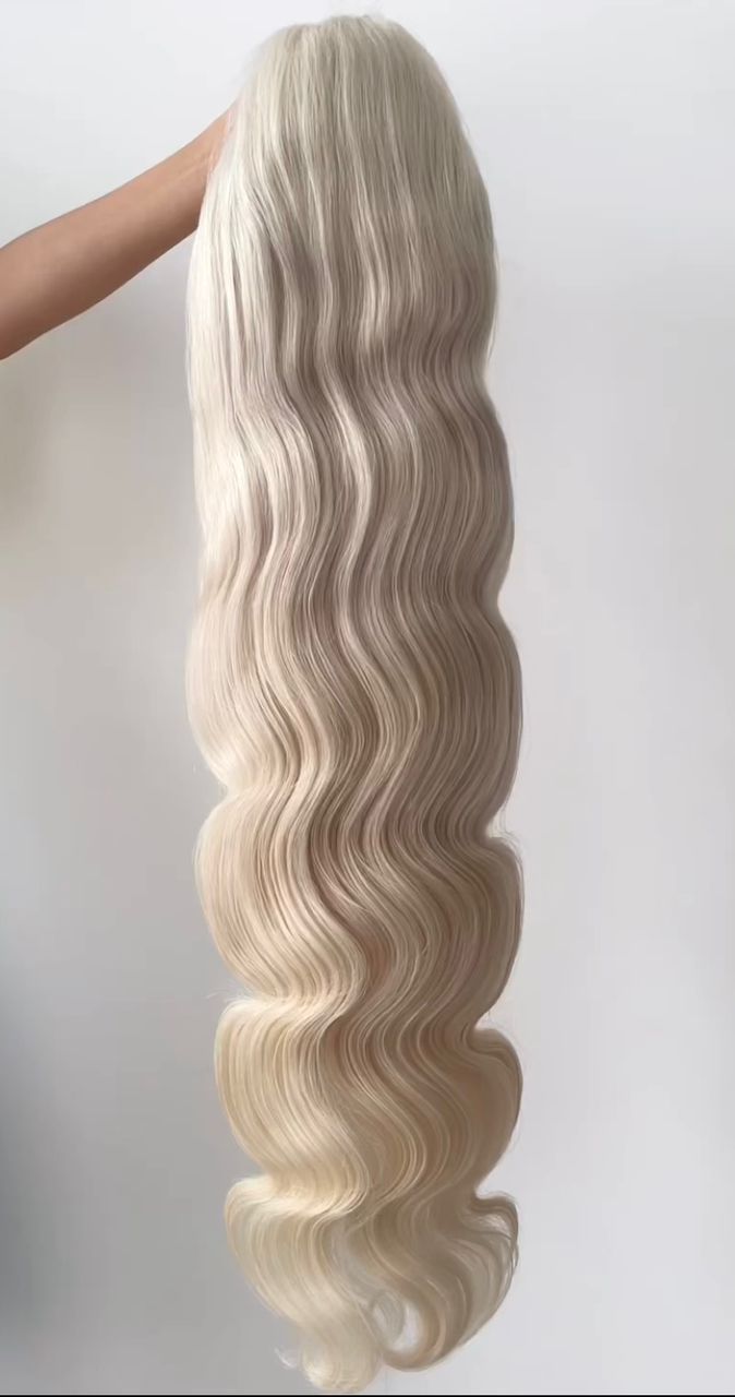 Ice blonde body wave 200% density HD glueless wig in 10A virgin hair