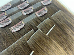 10A Indian Hair Double Drawn Straight INJECTED PU CLIP HAIR EXTENSIONS