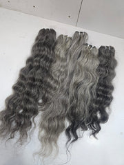 South Indian Natural Grey Wavy Raw Hair
