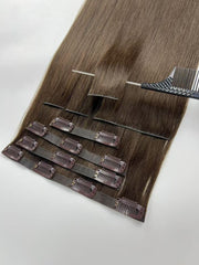 10A Indian Hair Double Drawn Straight INJECTED PU CLIP HAIR EXTENSIONS