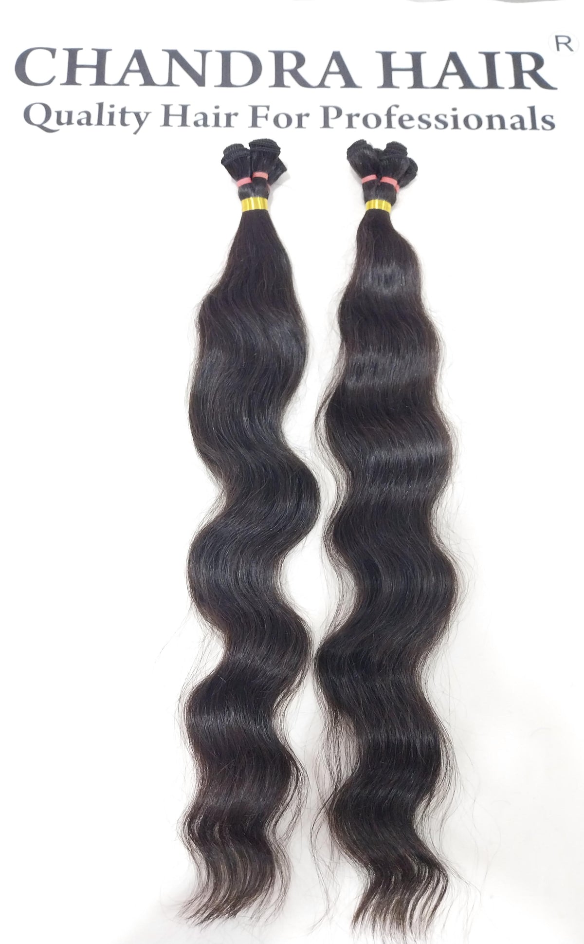 Natural wavy single-donor South Indian hair hand-tied weft set, Chandra Hair product photo