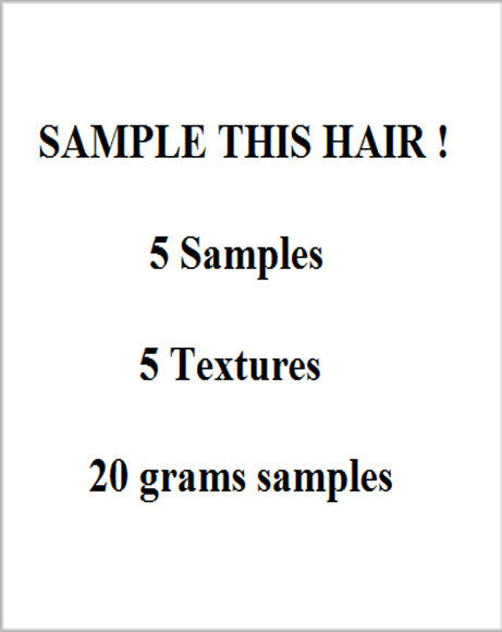 Sample This Hair graphic: 5 samples, 5 textures, 20 gram samples