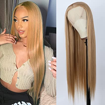 Honey blonde synthetic lace front wig