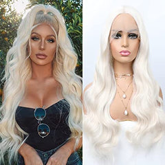 High Quality Synthetic Lace Front Wig 13x3.5  Platinum Blond Color