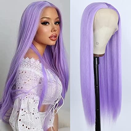 Purple synthetic lace front wig