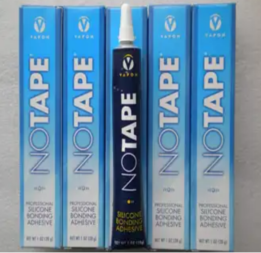 Tubes of double-sided adhesive tape for tape-in hair extensions
