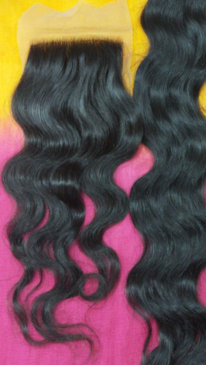 Virgin or raw hair closure piece, another angle