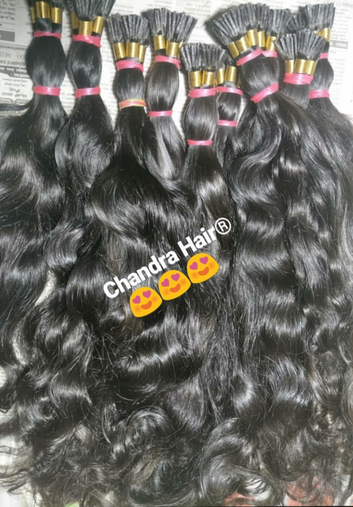 Raw South Indian natural wavy I-tip microlinks, product photo