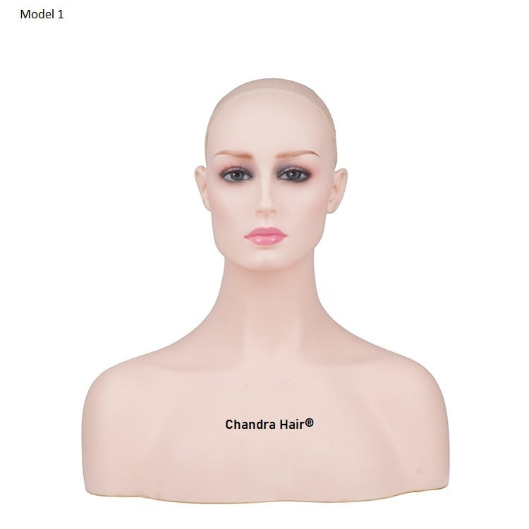 Mannequin head with light skin tone for wig making, view 3