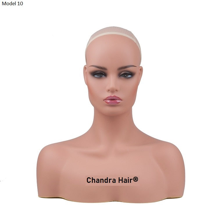 Mannequin head with light skin tone for wig making, view 1