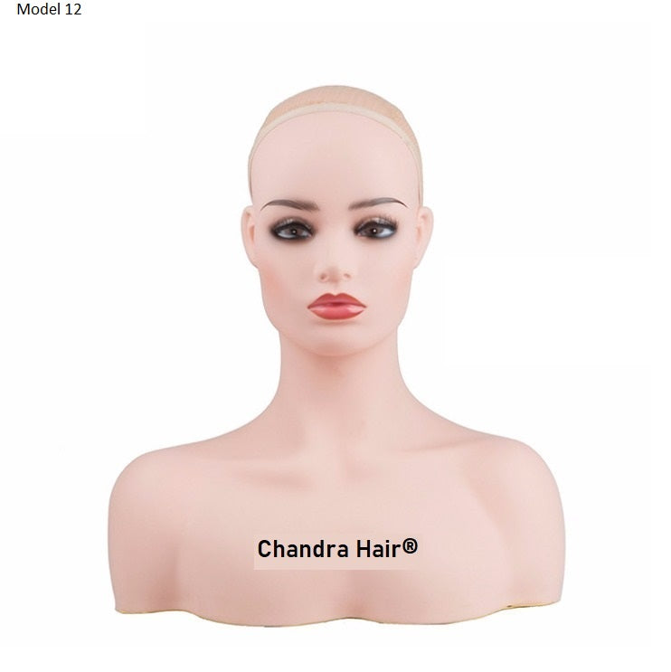 Mannequin head with light skin tone for wig making, view 12