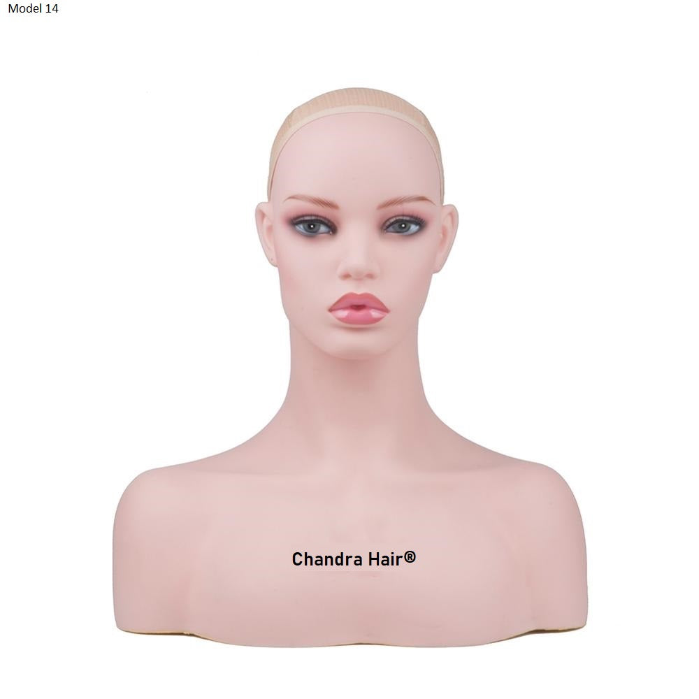 Mannequin head with light skin tone for wig making, view 14
