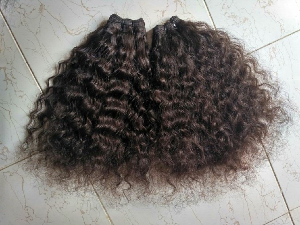 Steam curly raw South Indian hair bundles, additional photo