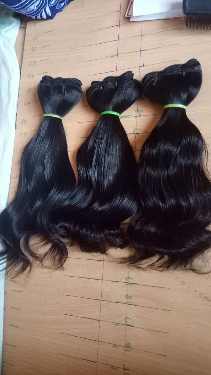 Raw South Indian natural wavy weft bundles, another angle, image 10