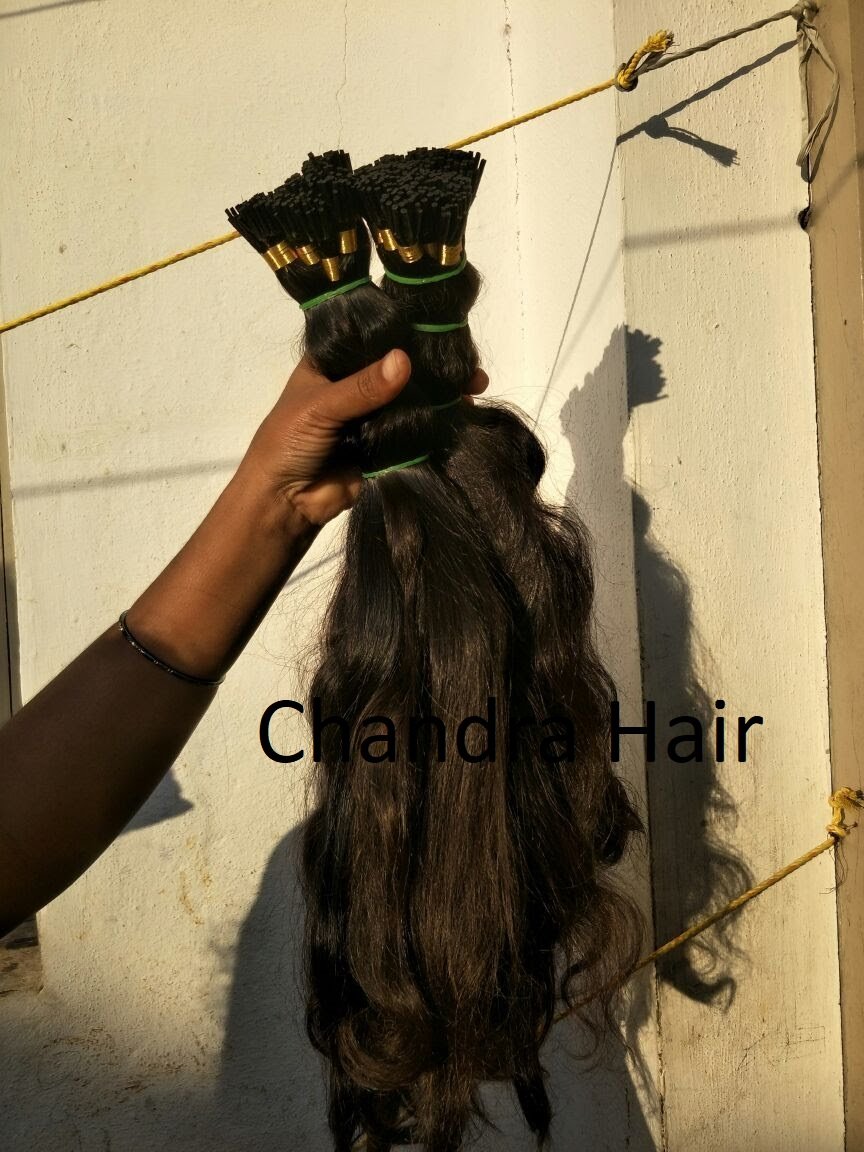 Raw South Indian natural wavy I-tip microlinks, alternate photo