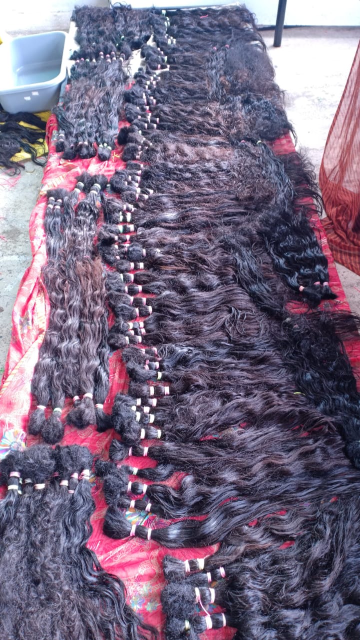 Single-donor South Indian hair bulk for wig making, another angle
