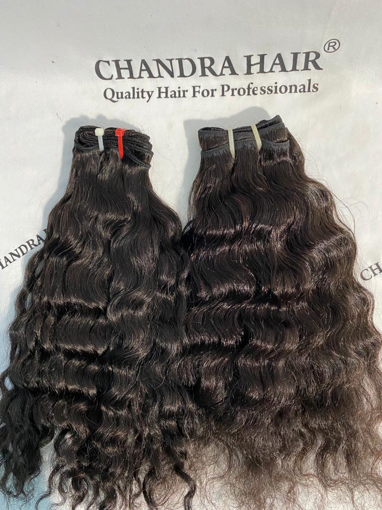 Loose curly raw North Indian weft bundles, sold by the bundle