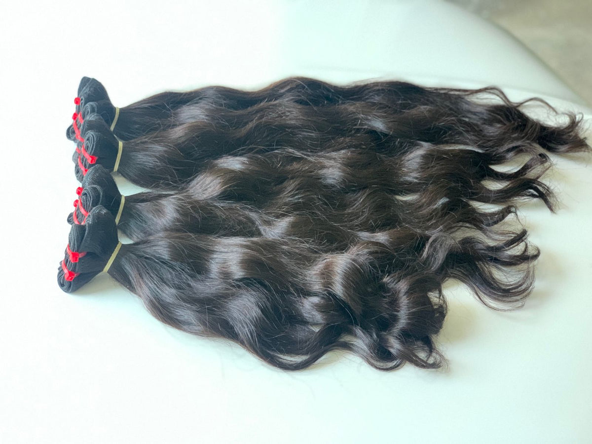 Natural wavy North Indian Grade 2 hair wefts, Chandra Hair product photo