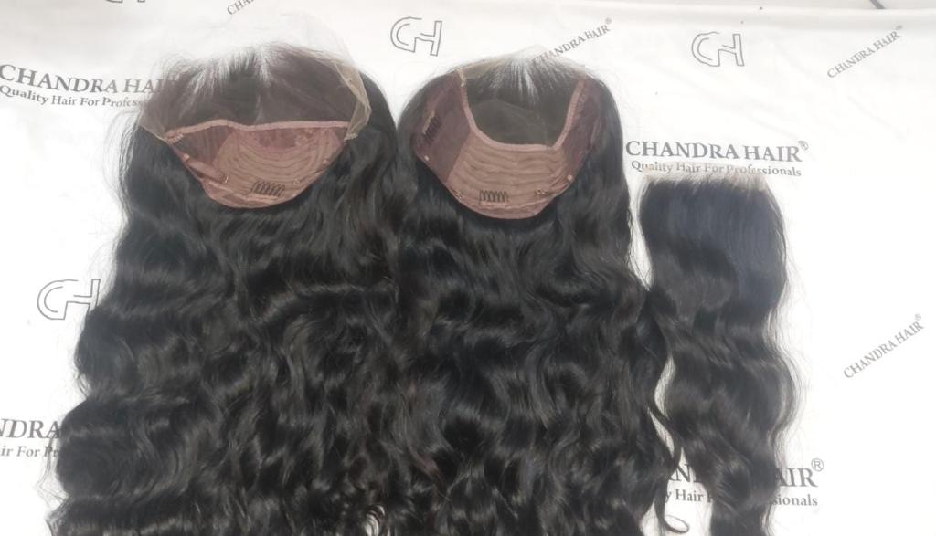 Natural wavy unprocessed North Indian hair lace wig, another angle