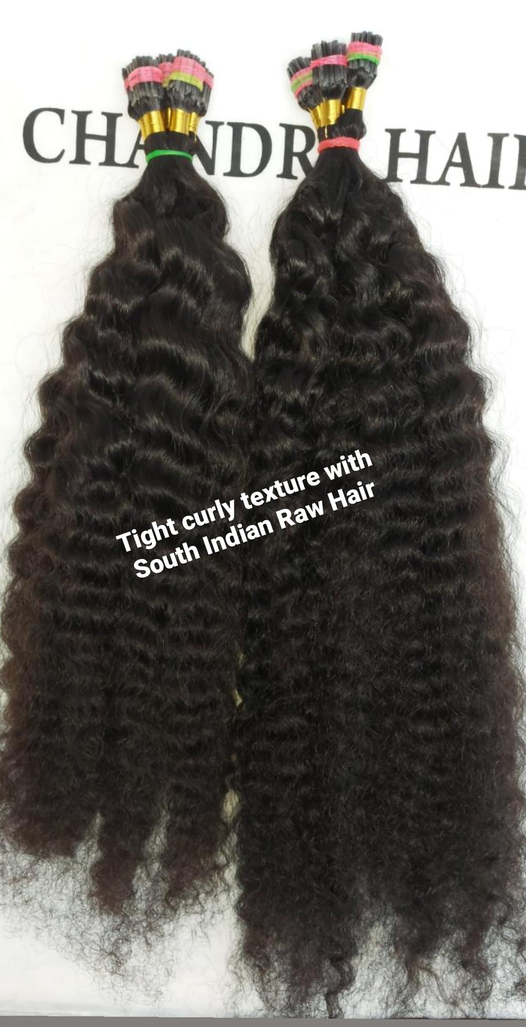 Raw South Indian tight curly I-tip microlinks, additional photo