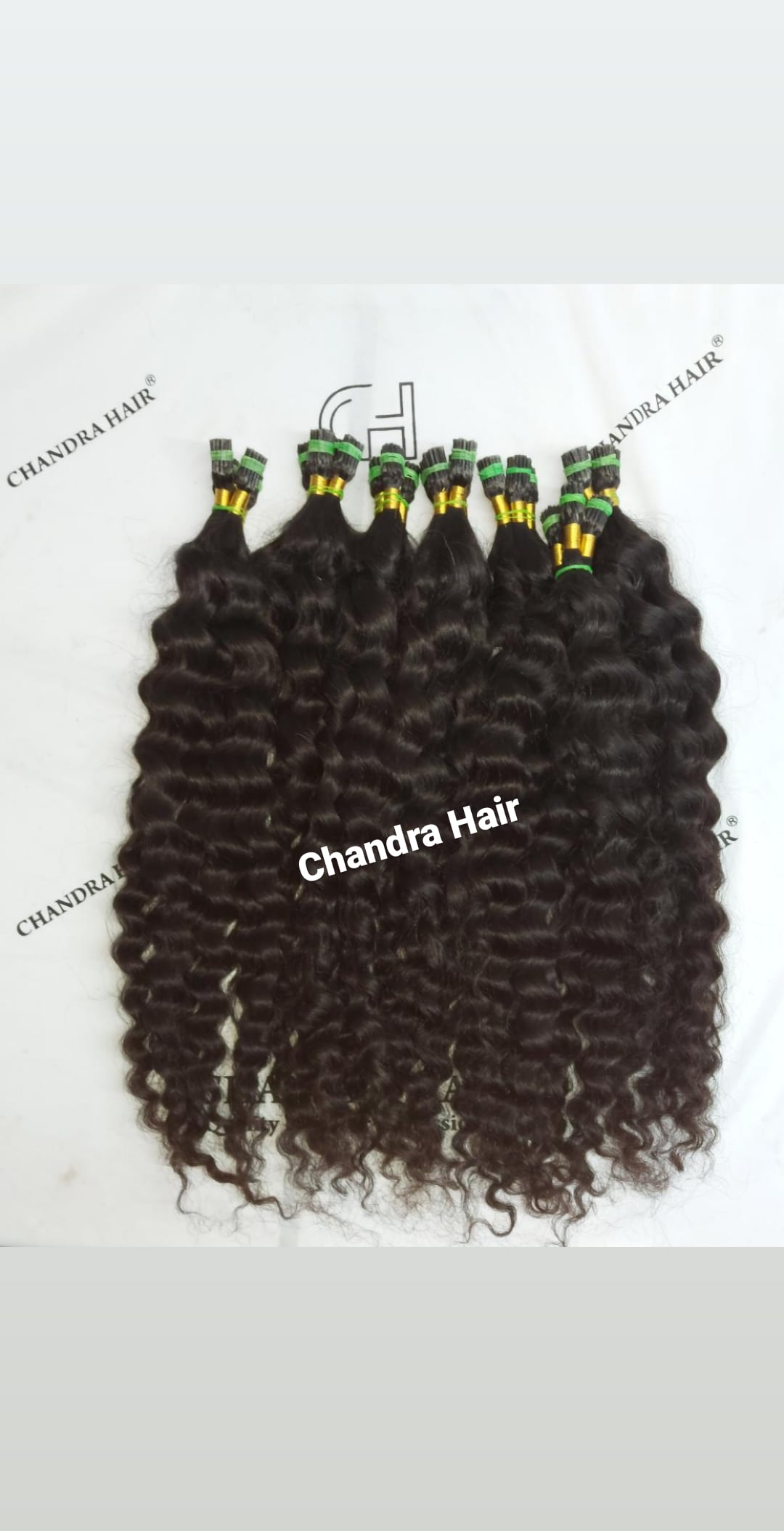 Raw South Indian loose curly I-tip microlinks, alternate photo