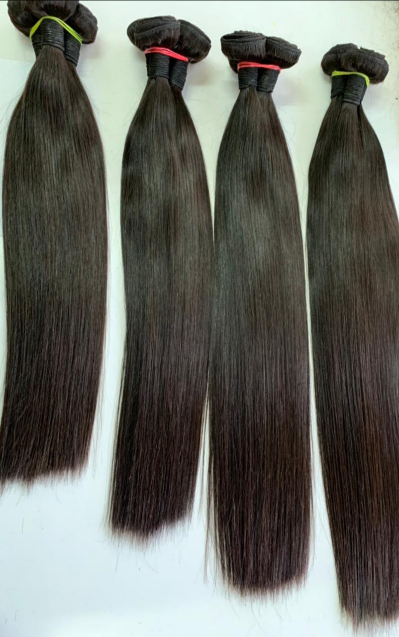 Double drawn raw North Indian straight weft bundles, sold by the bundle