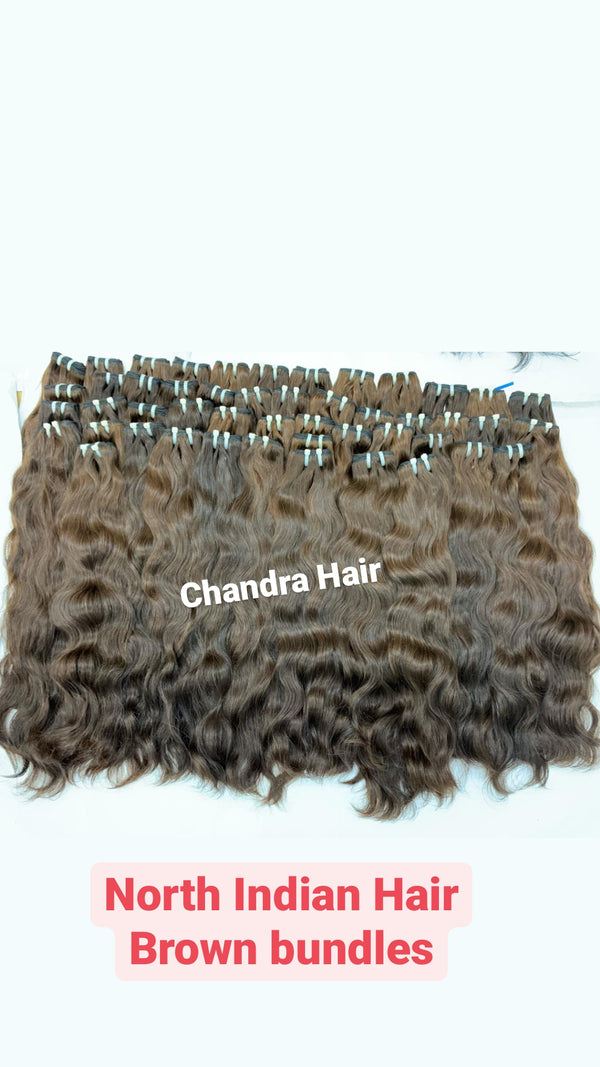Natural Wavy North Indian Raw Hair LIGHT BROWN COLOR - Chandra Hair