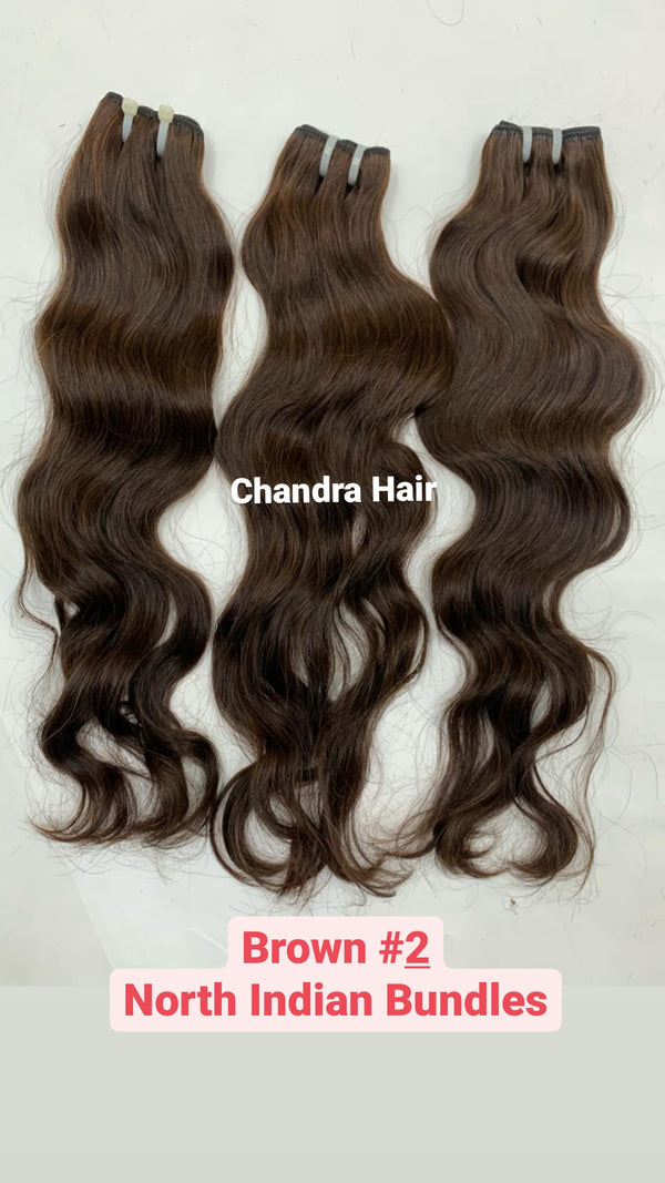 Natural Wavy North Indian Raw Hair DARK BROWN COLOR - Chandra Hair