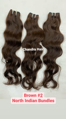 Natural Wavy North Indian Raw Hair DARK BROWN COLOR - Chandra Hair