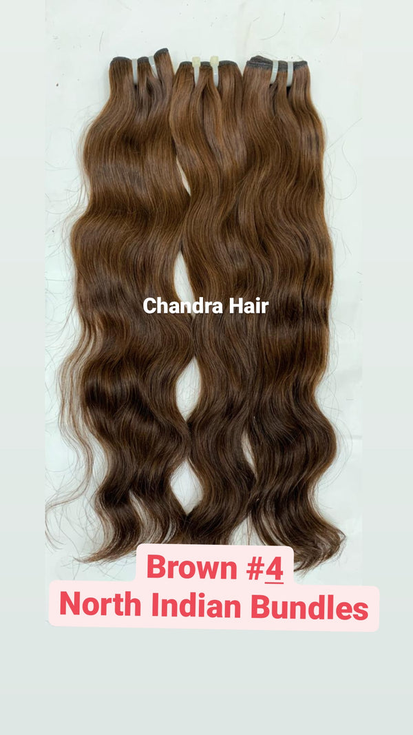 Natural Wavy North Indian Raw Hair LIGHT BROWN COLOR - Chandra Hair